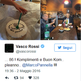Il tweet di auguri di Vasco Rossi