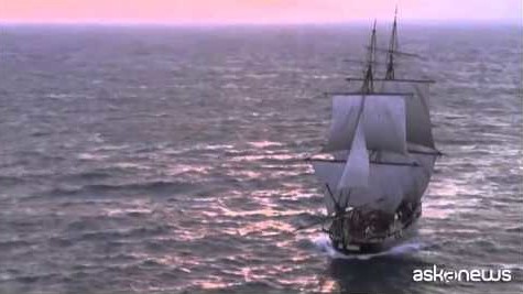 L’Hermione sull’oceano Atlantico a vele spiegate