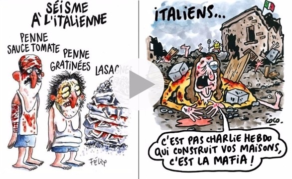 Charlie Hebdo pubblica vignetta sul terremoto, scoppia la polemica. Il sindaco di Amatrice: “Ma come c… si fa…?”