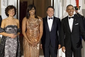 Matteo Renzi all'ultima cena di Stato di Barack Obama