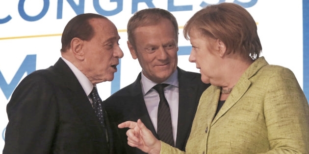 Silvio Berlusconi, Donald Tusk e Angela Merkel