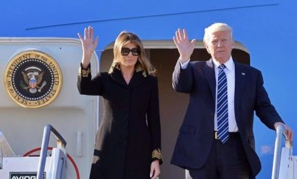 Trump atterrato a Roma, Melania veste di nero, Ivanka di bianco