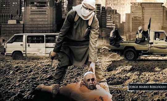 Gruppo filo-Isis pubblica fotografia del Papa decapitato