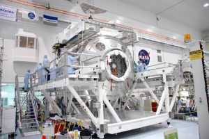 Columbus_laboratory_settles_into_a_new_home_in_the_Space_Station_Processing_Facility_at_NASA_s_Kennedy_Space_Center_large