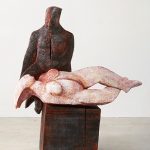 Wilhelm Senoner_Aufbrechen_2014_legno di tiglio_colori acrilici e terre_cm 170x155x60_©Egon Dejori