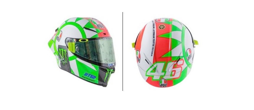 Casco tricolore per Valentino Rossi, “Viva l’Italia, l’Italia tutta intera”