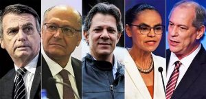 Da sinistra- Jair Bolsonaro, Geraldo Alckmin, Fernando Haddad, Marina Silva e Ciro Gomes