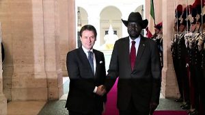 Conte riceve il presidente del Sud Sudan a Palazzo Chigi