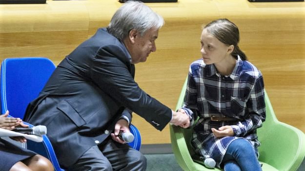 Il segretario generale dell'Onu, Antonio Guterres e Greta Thunberg
