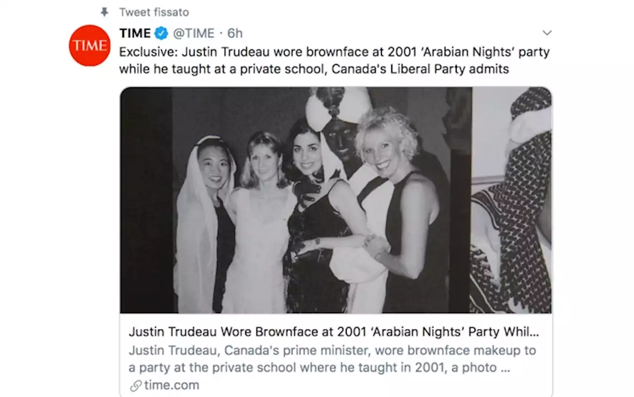 Trudeau nei guai per una foto con la faccia dipinta di nero