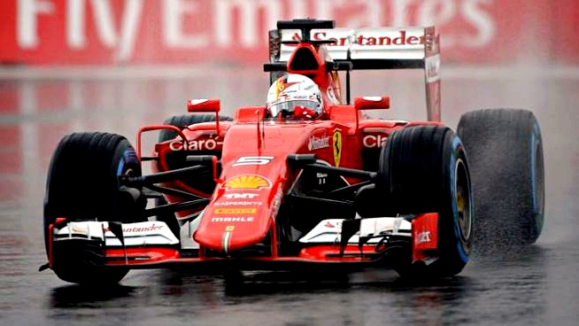 In Brasile le Ferrari volano sul bagnato
