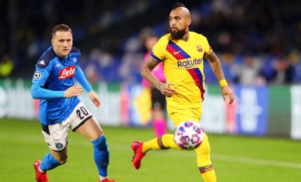 Napoli-Barcellona 1-1, a Mertens risponde Griezmann
