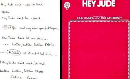 Il manoscritto di Hey Jude venduto all'asta per 910mila dollari