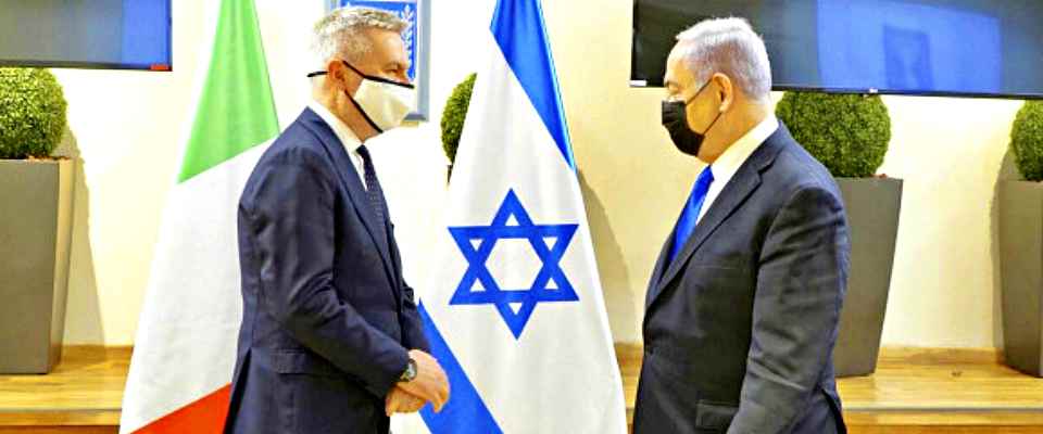 Il ministro della Difesa Lorenzo Guerini e il primo ministro dello Stato d’Israele, Benjamin Netanyahu