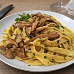 Pappardelle al farro con porcini e carciofi, carattere e dolcezza