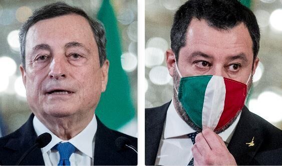 Draghi gela Salvini: invito a non vaccinarsi è a morire