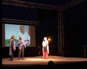 Parco Naxos, Premio Comunicare l'Antico, sx, Gabriella Tigano, Michel Gras e Fulvia Toscano, 040921