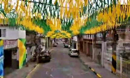 Brasile, quartiere di San Paolo decorato a verde-oro