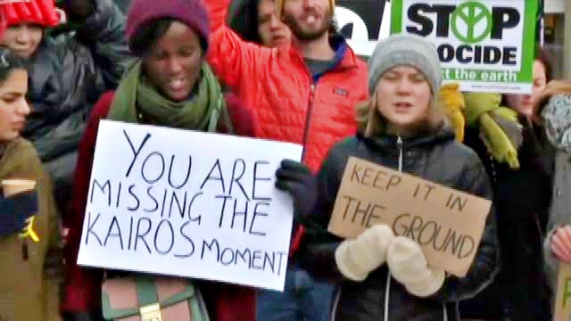 Greta Thunberg alla protesta di Fridays for Future a Davos
