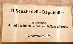 Targa al Senato per caduti italiani in missioni. La Russa: ambasciatori veri