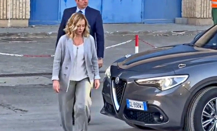 La premier Meloni arriva a Catania per visitare la 3Sun (Gruppo Enel)