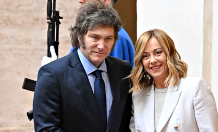 L'arrivo del presidente argentino Milei a Palazzo Chigi da Meloni