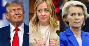 Donald Trump, Giorgia Meloni e Ursula von der Leyen