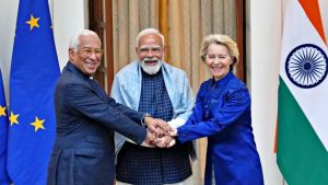 Antonio Costa, Narendra Modi e Ursula Von der Leyen