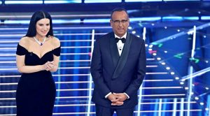 Laura Pausini e Carlo Conti