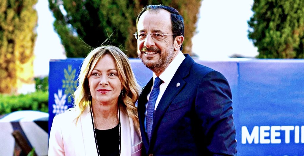 La premier Giorgia Meloni e il presidente di Cipro Nikos Christodoulides