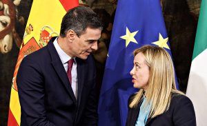 Pedro Sanchez e Giorgia Meloni