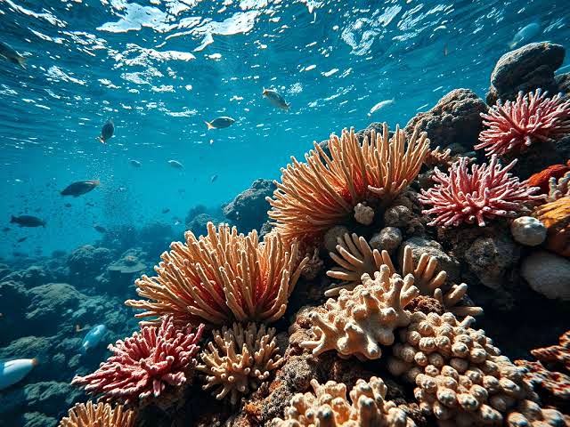 oceanosotto acqua corallo